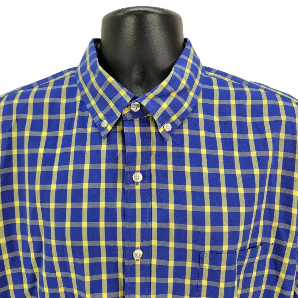 J.Crew Men’s Shirt XL Long Sleeve Blue Yellow Check‎ Button Down Woven 34637